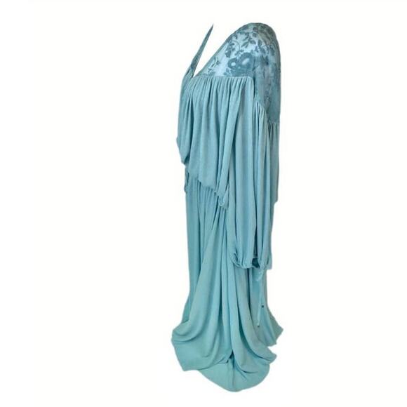 New Free People Clementine Boho Floral Maxi Dress $250 XS/S/M Blue Lace Chiffon - Picture 5 of 6